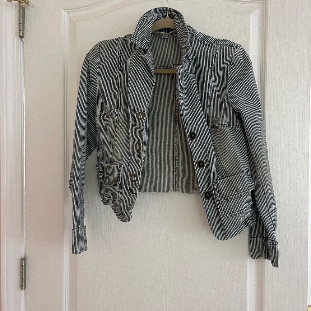 Express Jean Jacket Stripes Size 3/4